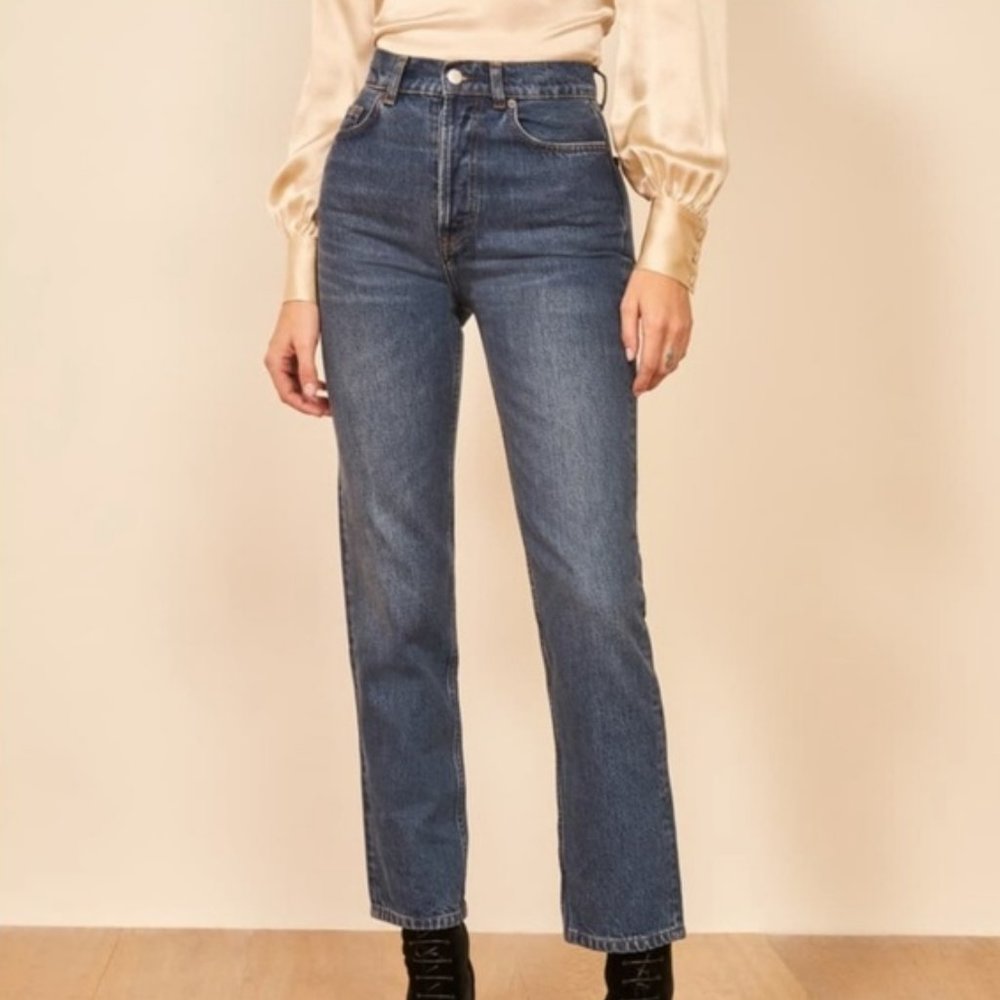 Reformation Cynthia High Relaxed Cuff Teton Jeans